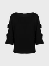 Blusa georgette con fiocchi maniche - NERO | Sandro Ferrone