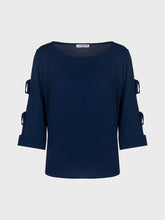 Blusa georgette con fiocchi maniche - BLU | Sandro Ferrone