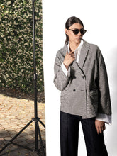 Giacca vichy doppiopetto con tasche pattina - BLU | Sandro Ferrone