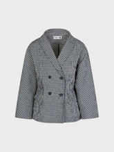 Giacca vichy doppiopetto con tasche pattina - BLU | Sandro Ferrone