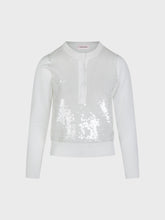 Maglia scollo tondo con ricamo paillettes - BIANCO | Sandro Ferrone