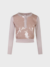 Maglia scollo tondo con ricamo paillettes - SABBIA | Sandro Ferrone