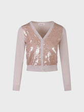 Maglia con scollo v e ricamo di paillettes - SABBIA | Sandro Ferrone