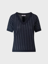 Maglia gessata con scollo barca - NERO-ARGENTO | Sandro Ferrone