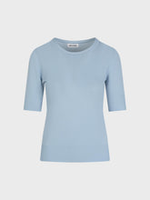 Maglia con scollo tondo e maniche al gomito - CELESTE | Sandro Ferrone