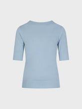 Maglia con scollo tondo e maniche al gomito - CELESTE | Sandro Ferrone