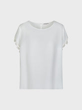 T-shirt in georgette con frange maniche - BIANCO | Sandro Ferrone