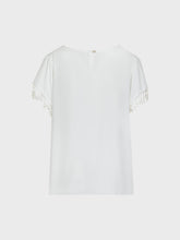 T-shirt in georgette con frange maniche - BIANCO | Sandro Ferrone