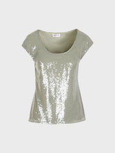 Top scollo tondo in paillettes - ARGILLA | Sandro Ferrone