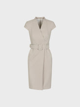 Abito con scollo v incrociato e cintura in vita - BEIGE | Sandro Ferrone