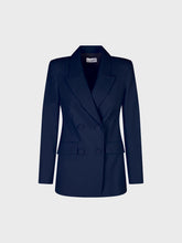 Giacca doppiopetto con bottoni ricoperti - BLU NAVY | Sandro Ferrone