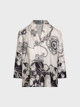 Blusa scollo v in raso stampato - UNICA | Sandro Ferrone