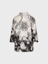 Blusa scollo v in raso stampato - UNICA | Sandro Ferrone