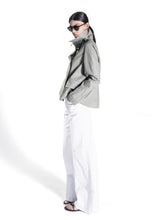 Giacca in ecopelle metallica con allacciatura laterale - ARGILLA | Sandro Ferrone