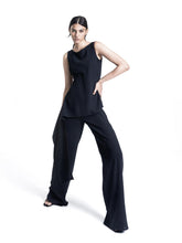 Tuta scollo barca, senza maniche, con pannelli asimmetrici sul fianco - NERO | Sandro Ferrone