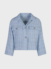 Caban corto in stuoia bicolore e lurex - CELESTE | Sandro Ferrone