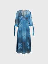 Abito stampato con scollo v e polso da annodare - DENIM | Sandro Ferrone