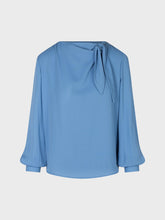 Camicia con scollo tondo e sciarpina - AZZURRO | Sandro Ferrone