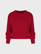 Maglia con scollo tondo e strass - ROSSO | Sandro Ferrone