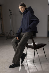 Caban in nylon tecnico doppio con zip - BLU | Sandro Ferrone