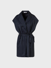 Gilet lungo in poliviscosa gessato - BLU | Sandro Ferrone