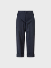 Pantalone con risvolto in poliviscosa gessato - BLU | Sandro Ferrone