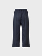 Pantalone con risvolto in poliviscosa gessato - BLU | Sandro Ferrone