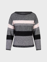 Maglia con scollo barca con riga e paillettes - NERO-ROSA | Sandro Ferrone