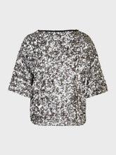 T-shirt ricamata di paillettes bicolore - GRIGIO | Sandro Ferrone