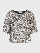 T-shirt ricamata di paillettes bicolore - GRIGIO | Sandro Ferrone