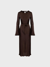 Abito con scollo barca in doppio satin - MORO | Sandro Ferrone