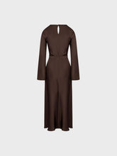 Abito con scollo barca in doppio satin - MORO | Sandro Ferrone