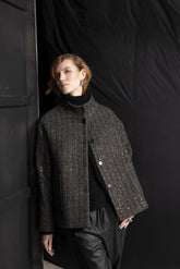 Cappa in tessuto diagonale paillettes - MARRONE | Sandro Ferrone