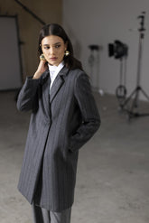 Cappotto in misto lana gessato - GRIGIO | Sandro Ferrone