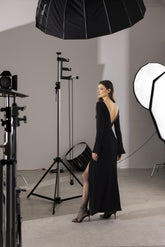 Abito lungo in cady fluido - NERO | Sandro Ferrone