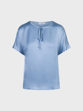 Blusa girocollo in viscosa lucida - DENIM | Sandro Ferrone