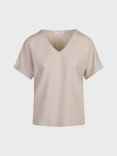 Blusa scollo a v in viscosa lino - BEIGE | Sandro Ferrone