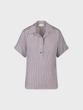 Camicia con scollo polo in viscosa rigata - MORO | Sandro Ferrone