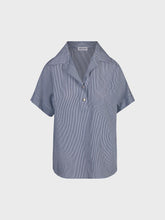 Camicia con scollo polo in viscosa rigata - BLU | Sandro Ferrone