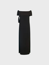 Abito lungo con collo shiffer e nodo laterale - NERO | Sandro Ferrone