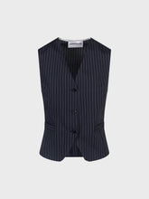 Gilet rigato con finte tasche a filo - NERO | Sandro Ferrone