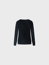 Maglia scollo tondo con strass - NERO | Sandro Ferrone