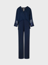 Tuta con blusa scollo a v e inserto paillettes nelle maniche - BLU | Sandro Ferrone