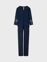 Tuta con blusa scollo a v e inserto paillettes nelle maniche - BLU | Sandro Ferrone