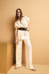 Pantalone di linea dritta con gamba ampia - AVORIO | Sandro Ferrone