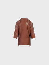 Blusa in raso di viscosa stampata over con spacchi laterali - UNICA | Sandro Ferrone