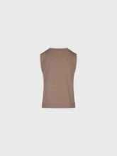 Top in maglia bimaterico scollo a v - BEIGE | Sandro Ferrone