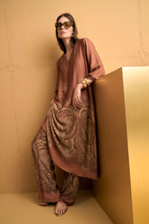 Abito lungo in raso di viscosa stampato | Sandro Ferrone