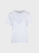 T-shirt bianca in cotone con cuore paillettes - Nuova Collezione | Sandro Ferrone